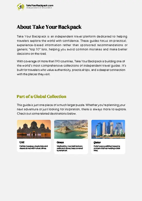 example page 1 from our offline Travel Guide for Saudi Arabia